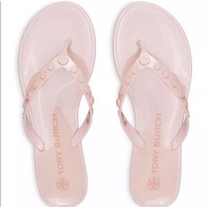 Tory Burch Studded Jelly Thong Sedona Rose Pink Sandals Slides Size 9